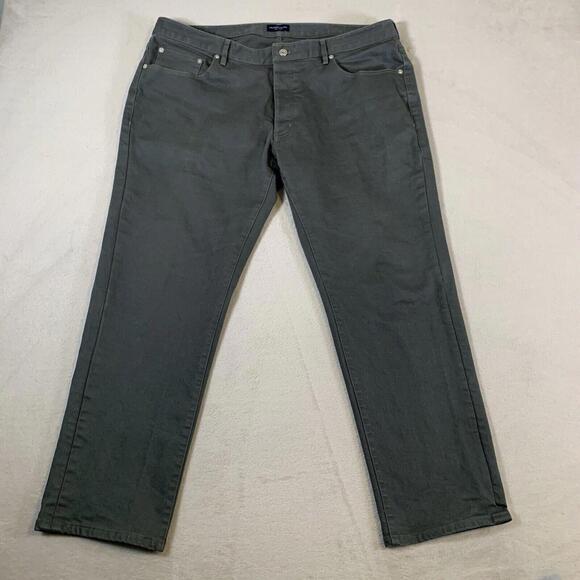 Proper‎ Cloth Pants Mens 38x29 Green Japanese Charcoal Stretch Slub Twill Japan